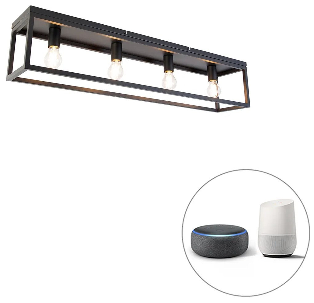 Lampada da soffitto intelligente nera 99,5 cm incl. 4 WiFi A60 - Cage