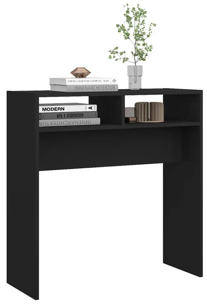 Tavolino consolle nero 78x30x80 cm in legno multistrato