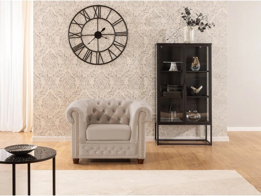 Poltrona chesterfield beige con rivestimento in velluto York Blik – Ropez