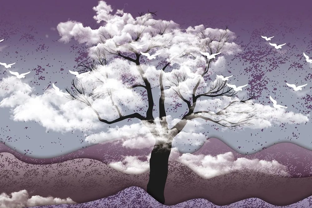 Stampa su tela – Albero immerso nelle nuvole