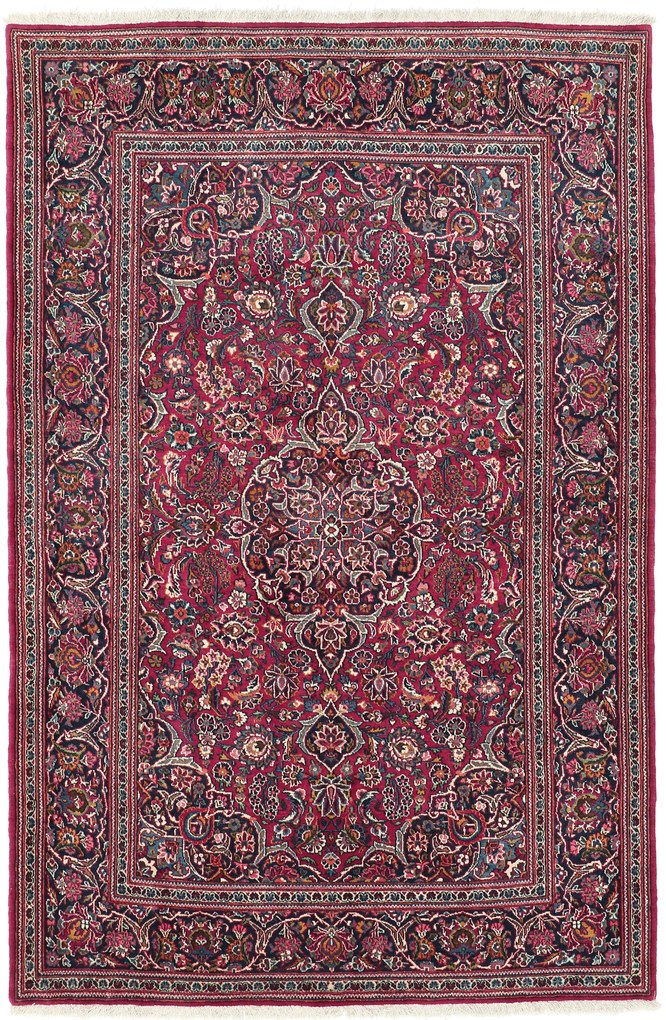 Kashan Tappeto 140x210 (Iran) Annodato A Mano