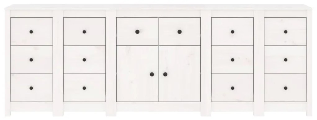 Credenza bianca 230x35x80 cm in legno massello di pino