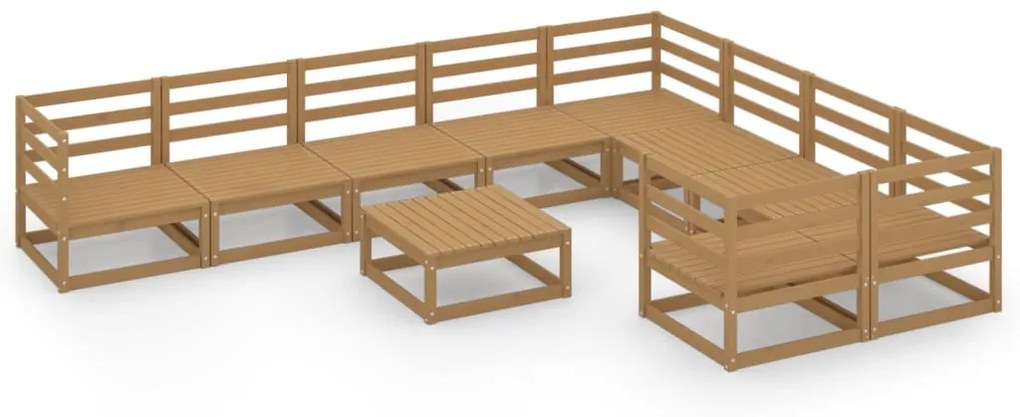 Set divani da giardino 10 pz in legno massello di pino