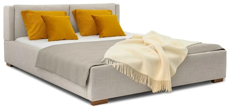 Letto matrimoniale imbottito grigio chiaro con doghe in legno 180x200 cm Dreamer - Scandic