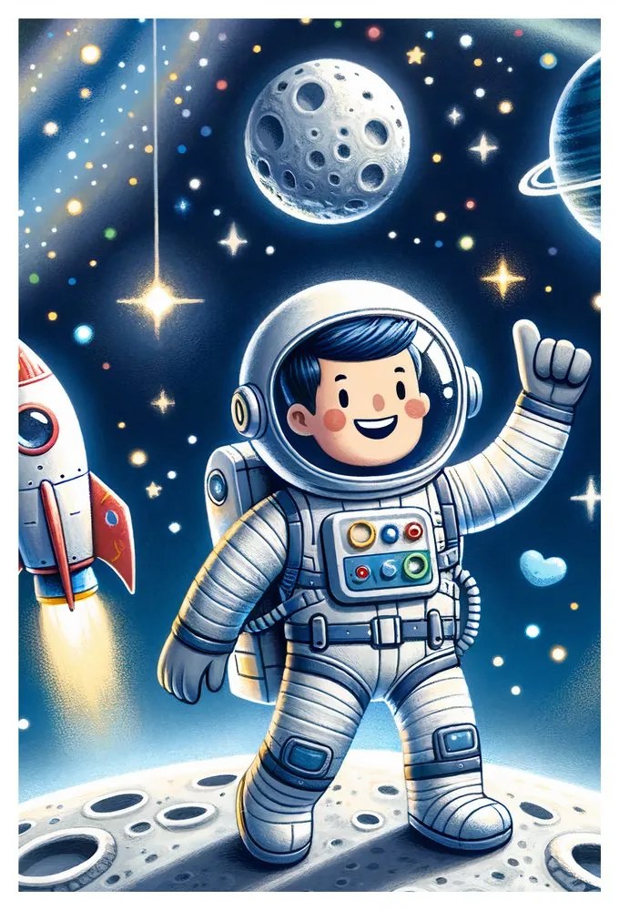 Quadro su tela – Sogni spaziali di un piccolo esploratore