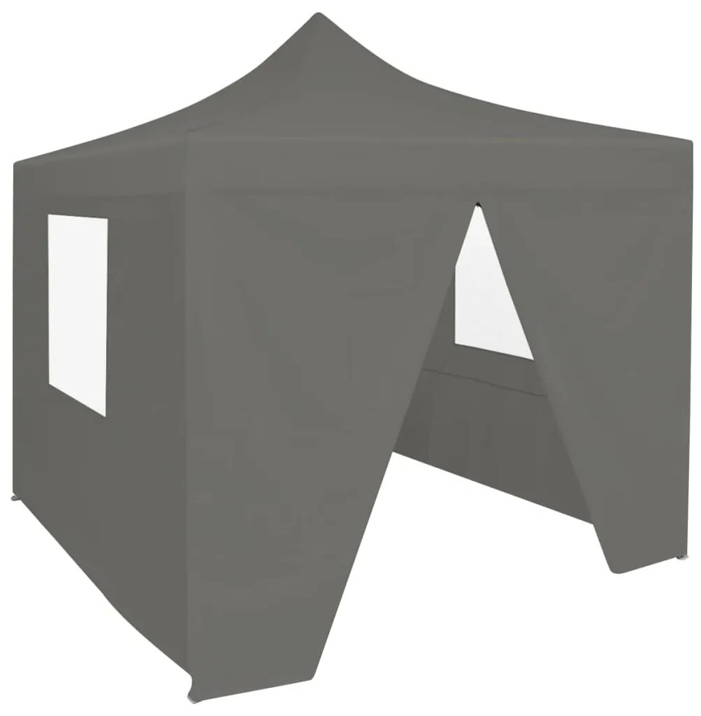 Tendone Per Feste Pieghevole Pop-up Con 4 Pareti 3x3m Antracite /