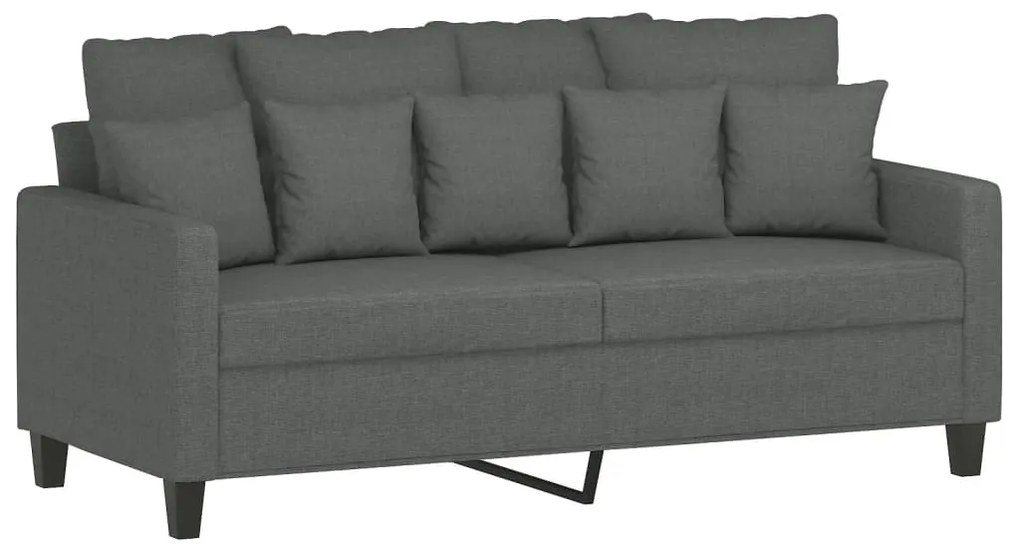 Set di divani 2 pz con cuscini grigio scuro in tessuto