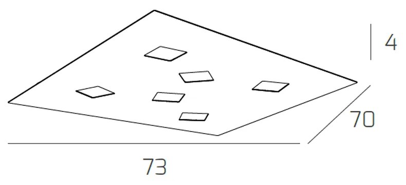 Plafoniera Moderna Note Metallo Grigio 6 Luci Gx53 73Cm