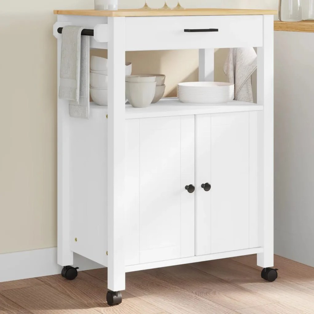 Carrello Da Cucina Monza 60x40x90 Cm İn Legno Massello Di Pino /