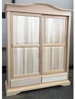 Armadio 2 ante scorrevoli 2 cassetti legno grezzo 180x67x225