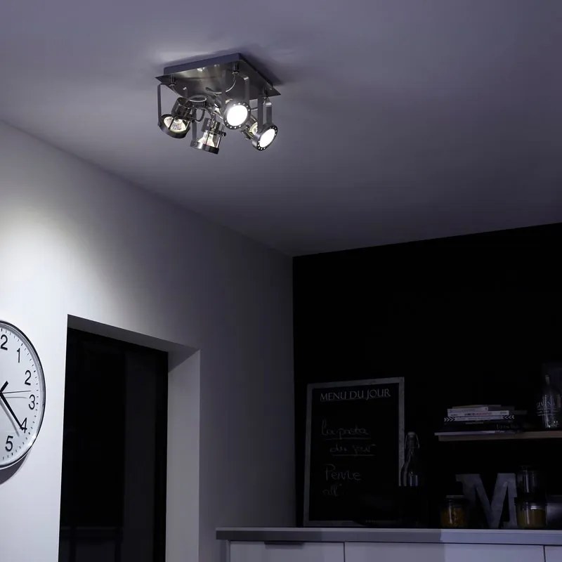 Faretto decorativo senza fonte luminosa TECHNIC NEW CROMO SATINATO in inox grigio GU10 42W INSPIRE 4 luci