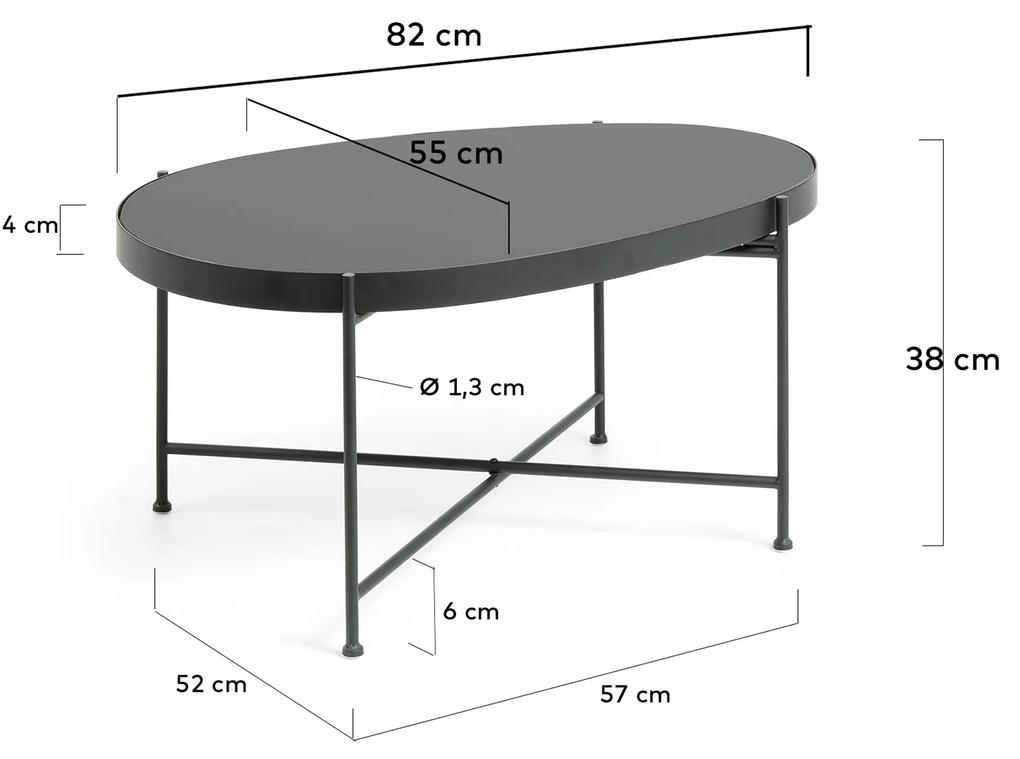Kave Home - Tavolino Marlet nero 82 x 55 cm