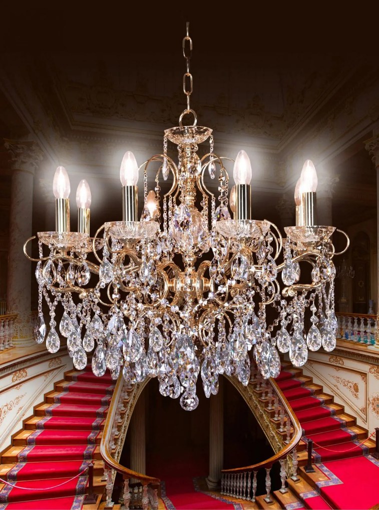 8-light chandelier gold and crystal - 737/8 - Luxury Crystal - Arredo Luce Oro 24 kt