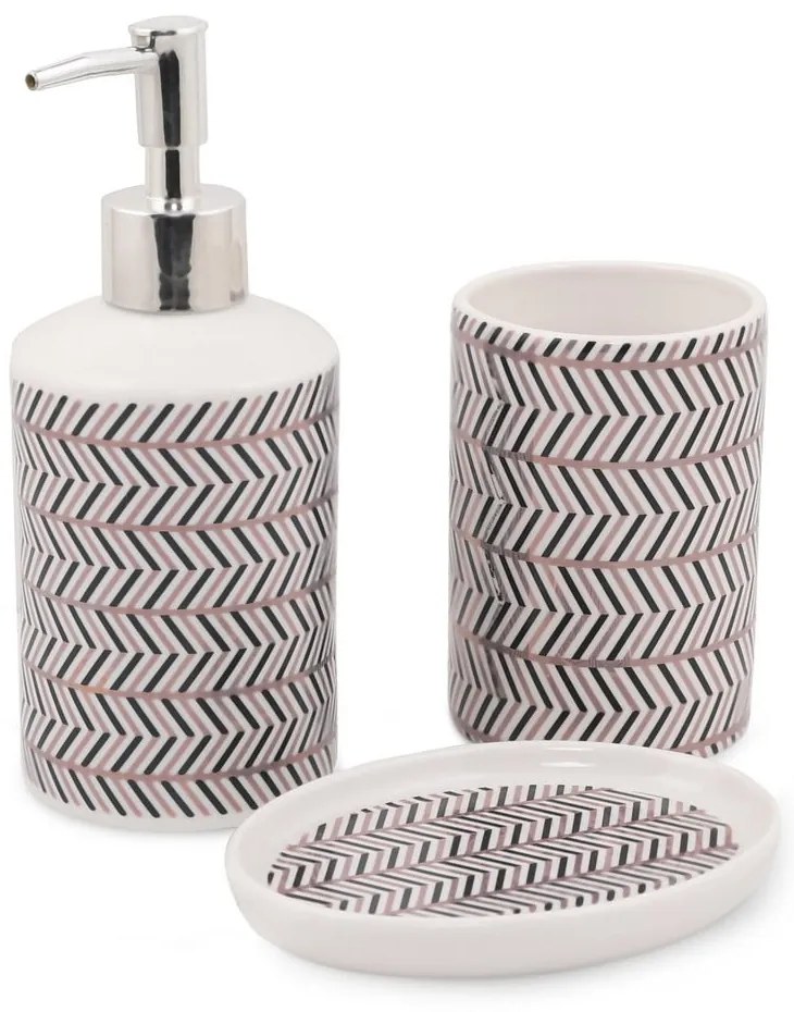 Set di accessori da bagno in poliresina bianca e nera Lidya - Mioli Decor