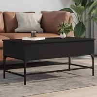 Tavolino Salotto Nero 100x50x45 cm Legno Multistrato e Metallocod mxl 89486