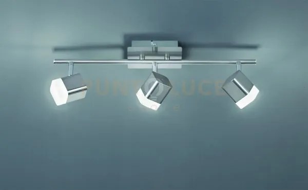 Barra 3 faretti led quadrati roubaix metallo r82153107 acciaio