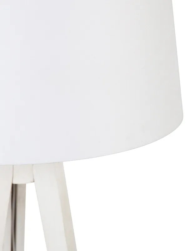 Lampada da terra moderna a treppiede bianca con paralume in lino bianco 45 cm - Tripod Classic