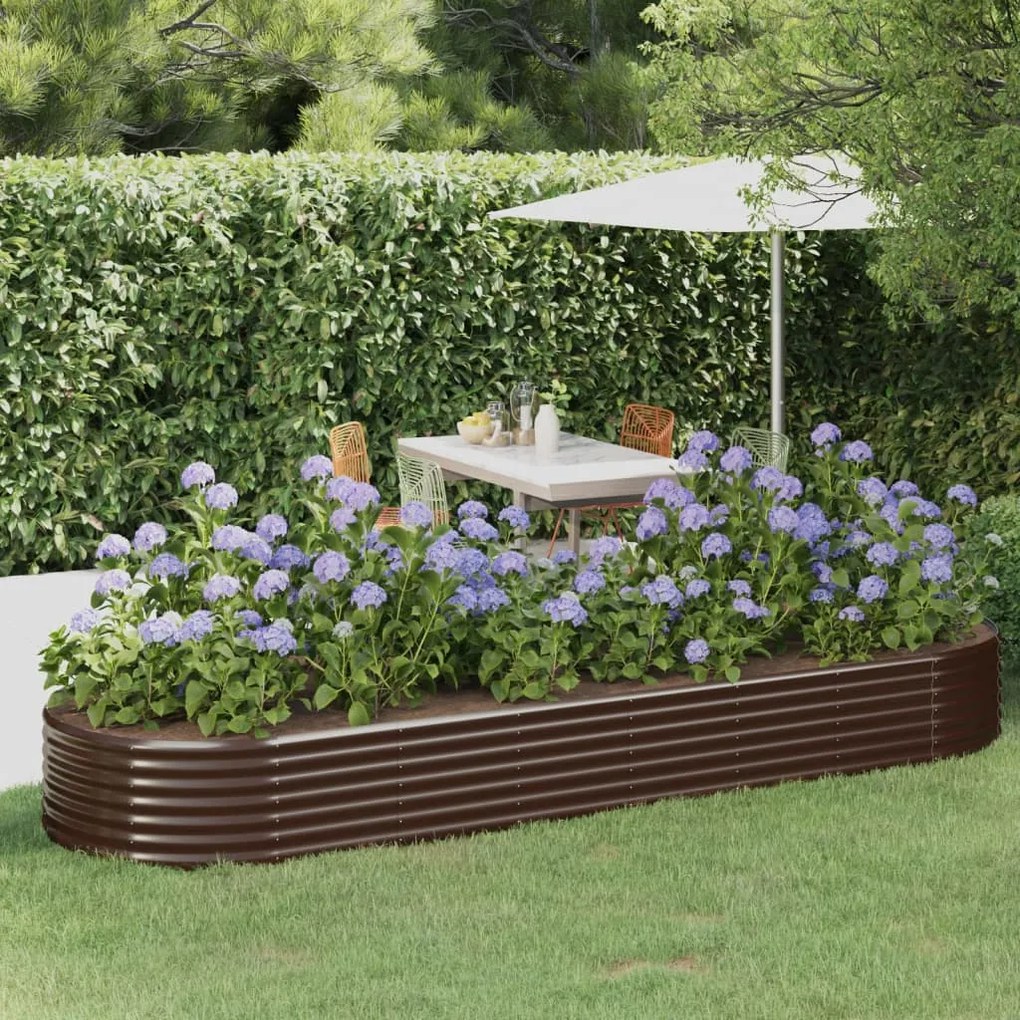 Letto Giardino Acciaio Verniciato Polvere 322x100x36 Cm Marrone /