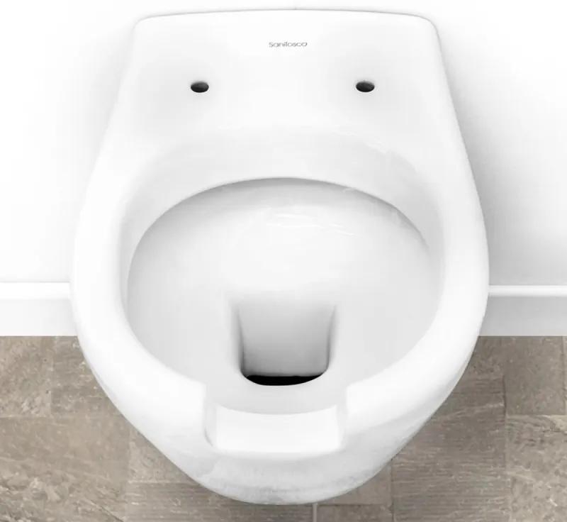 WC sospeso per disabili con apertura frontale in ceramica bianca lucida