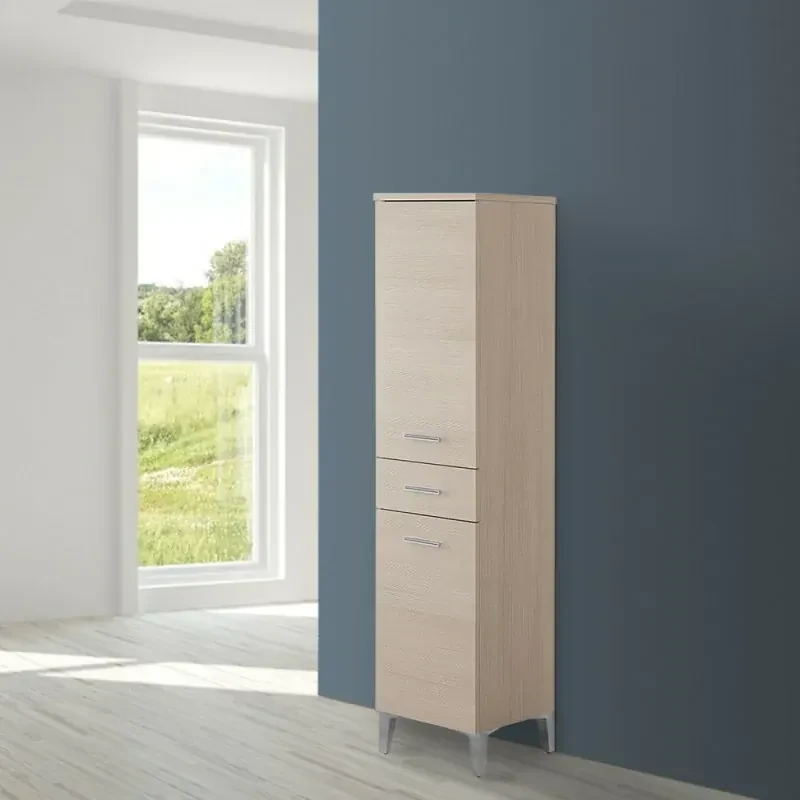 Colonna bagno dappoggio H 153,5 cm larice con 2 ante e cassetto Desya