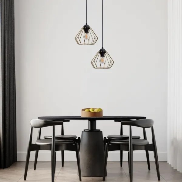 Lampadario a sospensione con filo CEED GOLD 2xE27/60W/230V diametro 28 cm nero/oro