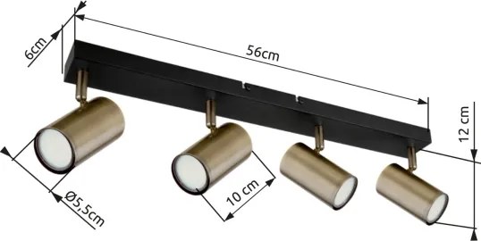 Globo 57911-4M - Faretto ROBBY 4xGU10/35W/230V nero/ottone