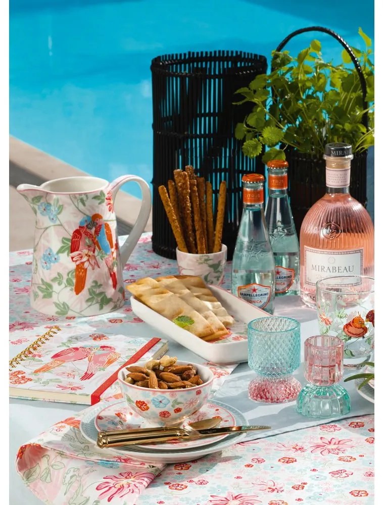 Portacandele in vetro rosa e verde - Green Gate