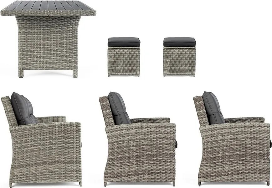 Set di mobili da giardino grigio in rattan artificiale per 6 persone Ariel – Bizzotto