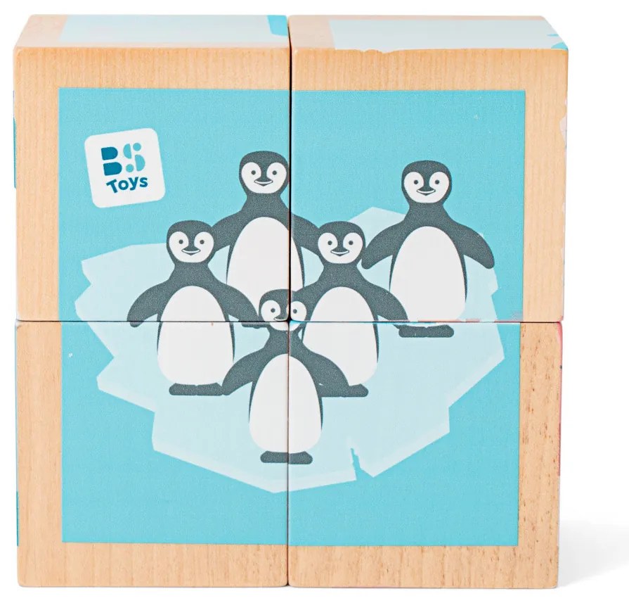 Cubi illustrati in legno con animali - 4 pezzi