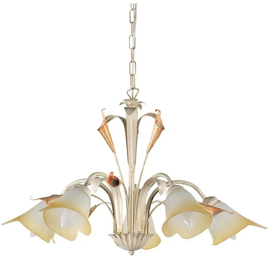 ONLI - Lampadario a sospensione con catena LUCREZIA 5xE14/6W/230V color crema