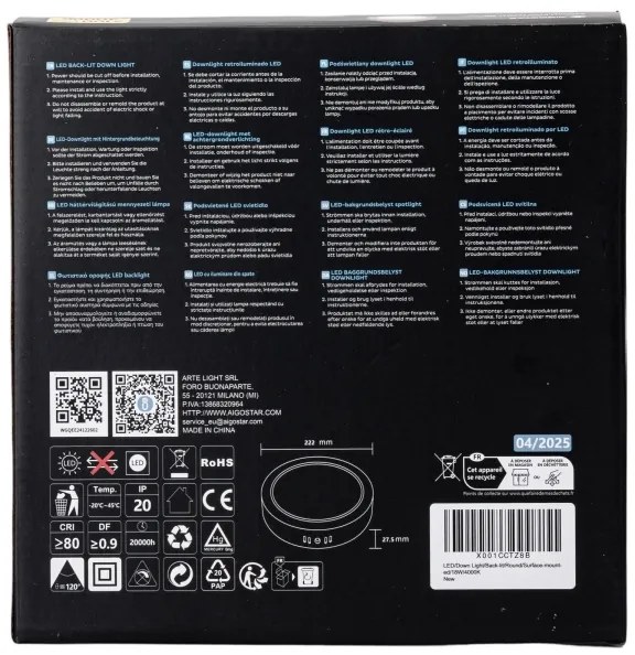 Aigostar - LED Plafoniera LED/18W/230V diametro 22,6 cm 4000K bianco