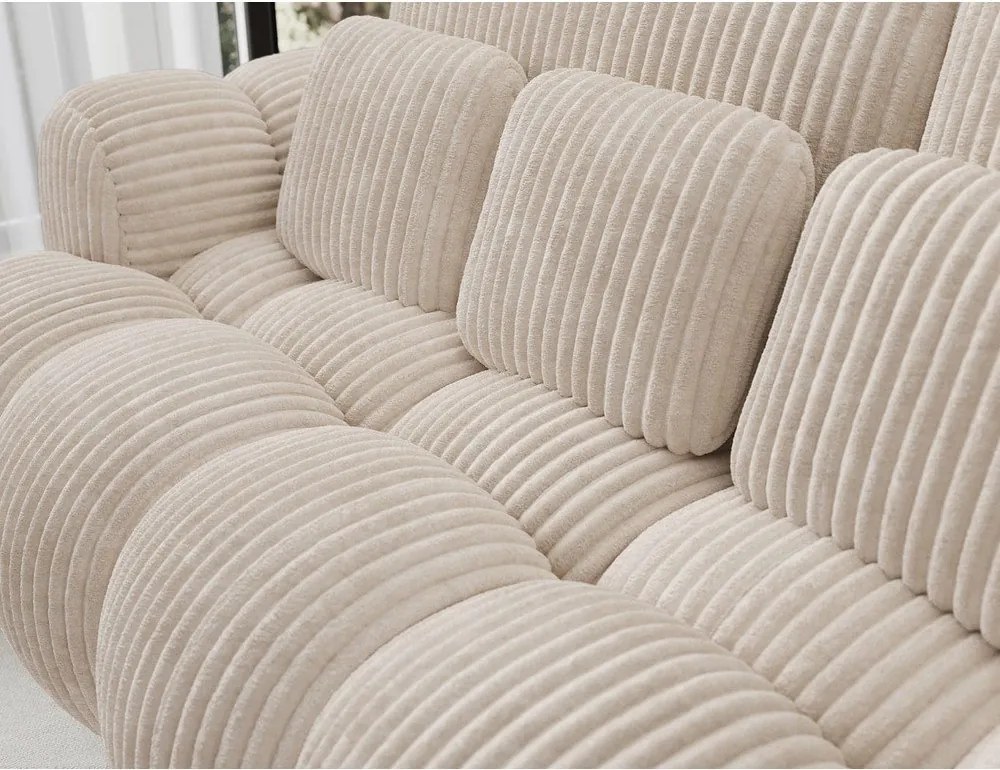 Divano beige allungabile con rivestimento in velluto a coste 256 cm Cotonn – ELTAP