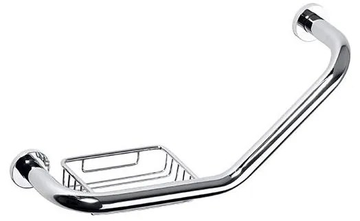 Maniglia con portasapone 45,5x25 cm, in acciaio inox finitura argento