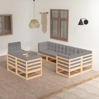 Set Divani da Giardino 8 pz con Cuscini Legno Massello di Pino 3076714