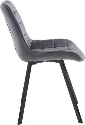 Sedia da pranzo in velluto Grigio Scuro e gambe metallo nero - Roma 2 sedie