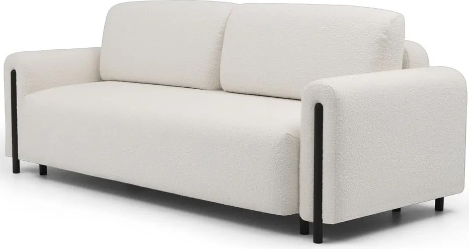 Divano avorio allungabile/con contenitore e rivestimento in bouclé 244 cm Arcadova – ELTAP