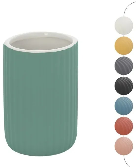 Portaspazzolini bagno dappoggio verde in ceramica soft touch Spring