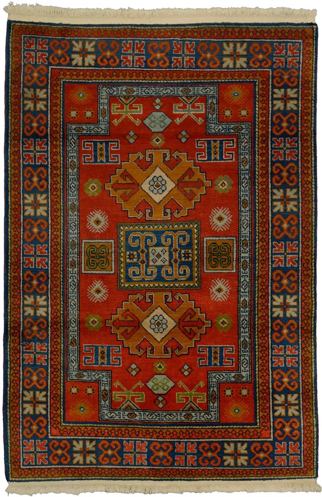 Kazak Tappeto 120x170 Rosso (Uzbekistan) Annodato A Mano