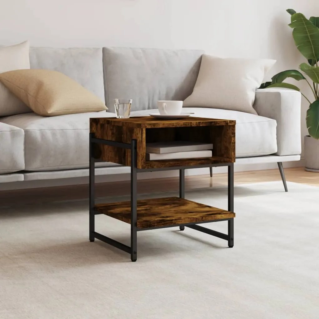 Tavolino da salotto rovere fumo 40x40x45 cm legno multistrato