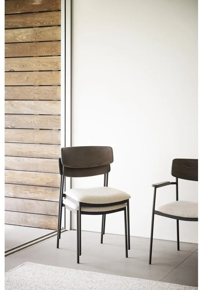 Sedie da pranzo color crema e marrone scuro in un set di 2 pezzi Maymont - Rowico