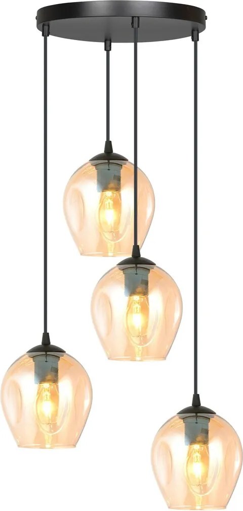 Lampadario a Sospensione ISTAR 4 PREMIUM 4xE27 in Acciaio e Vetro