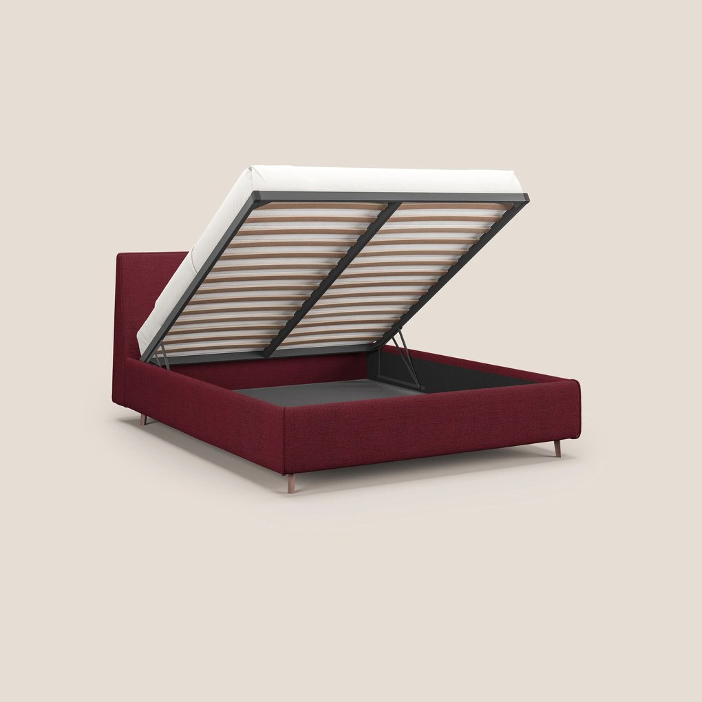 Justin letto imbottito contenitore e sfoderabile in tessuto fiammato impermeabile T03 rosso