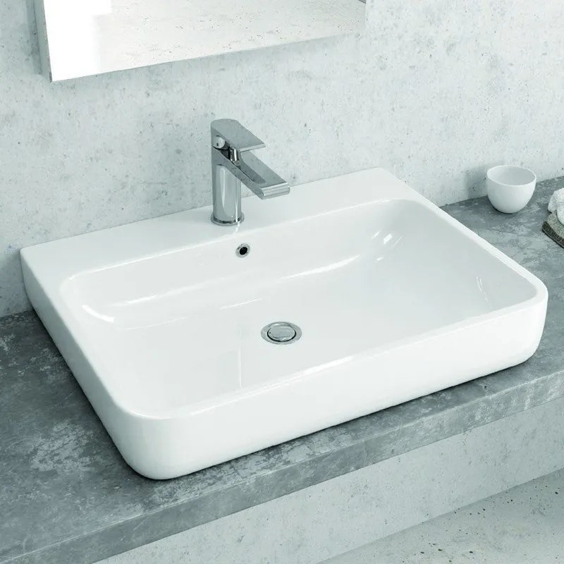 Lavabo semi incasso rettangolare bianco | Litos-460 - KAMALU