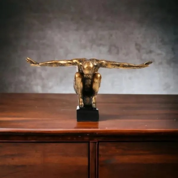 Decorazione da tavolo 25x41x20 cm in resina con patina dorata