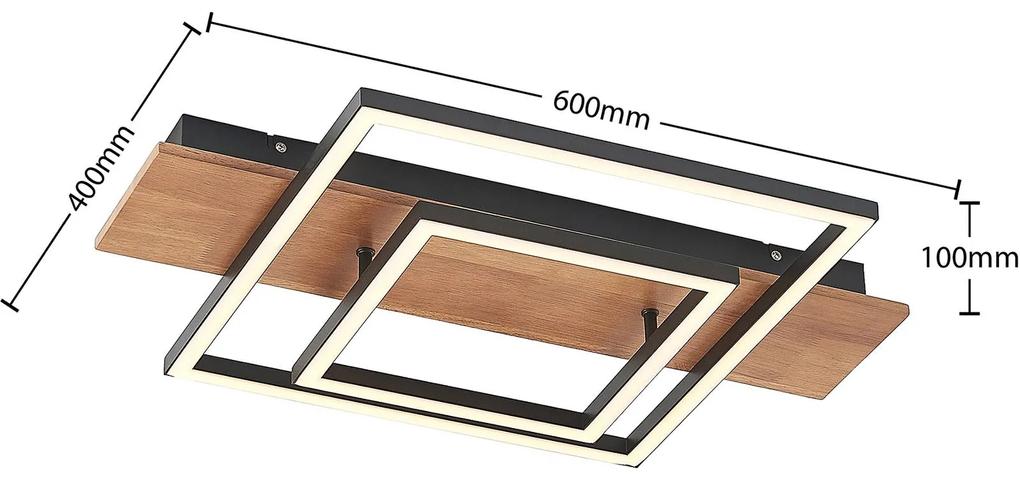 Lucande Chariska LED plafoniera legno nero 60cm