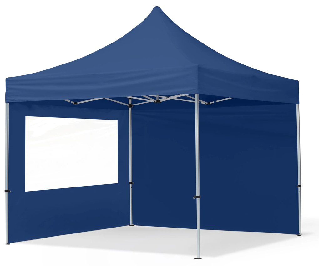 TOOLPORT 3x3m gazebo pieghevole con laterali (finestre panoramiche), ECONOMY alluminio, blu scuro - (59000)