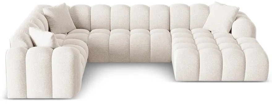 Divano angolare color crema (con penisola a sinistra/a U) con rivestimento in ciniglia Treno – Cosmopolitan Design