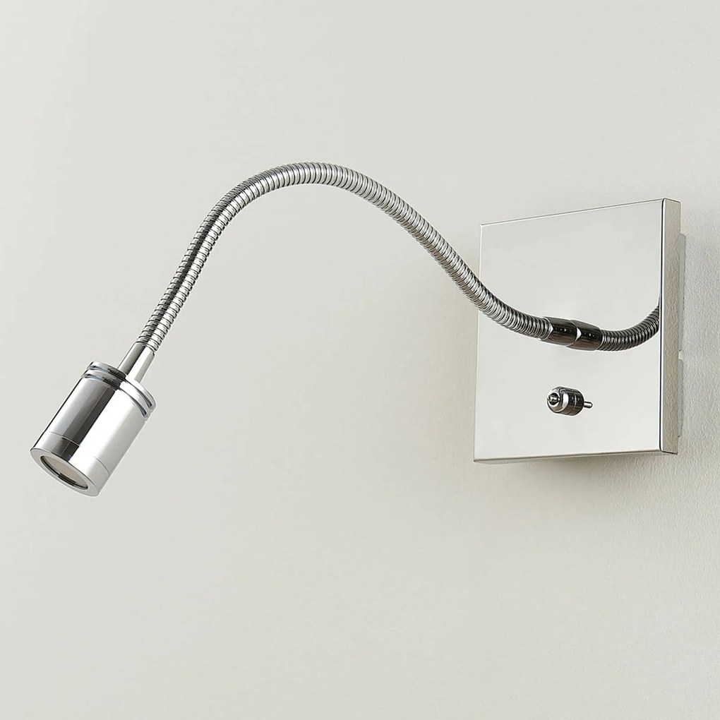 Applique da parete a LED Berfin Lindby, Cromo / Argento, Camera da letto, Metallo, Moderno, Applique a LED