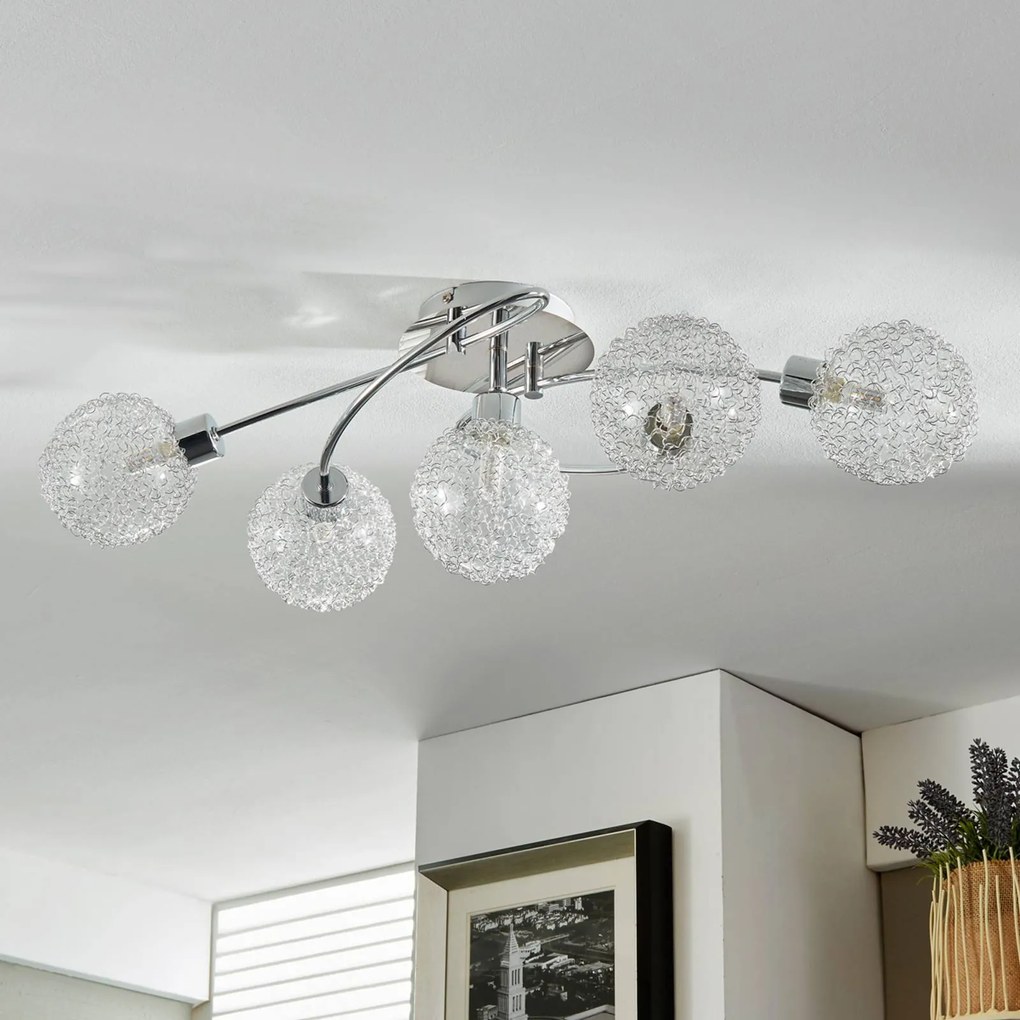 Plafoniera soffitto Ticino Lindby, dimmerabile, Cromo / Argento, Corridoio, Metallo, Moderno, Plafoniera