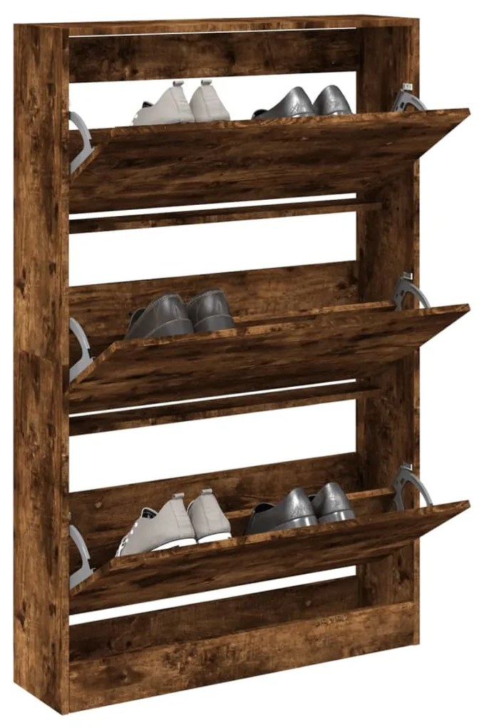 Scarpiera Rovere Fumo 80x21x125,5 Cm İn Legno Multistrato /